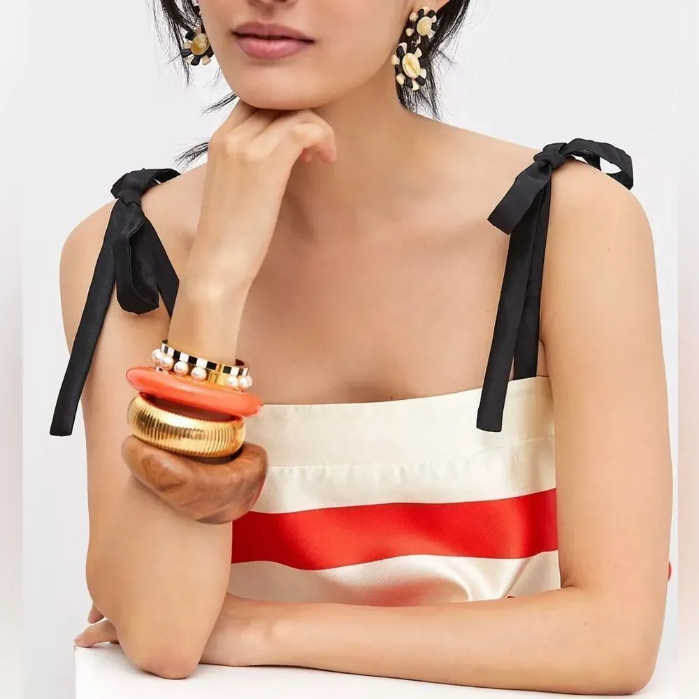ANTHROPOLOGIE x Mare Dress Tie Shoulder Striped Dress Size LP • NEW WITH TAGS